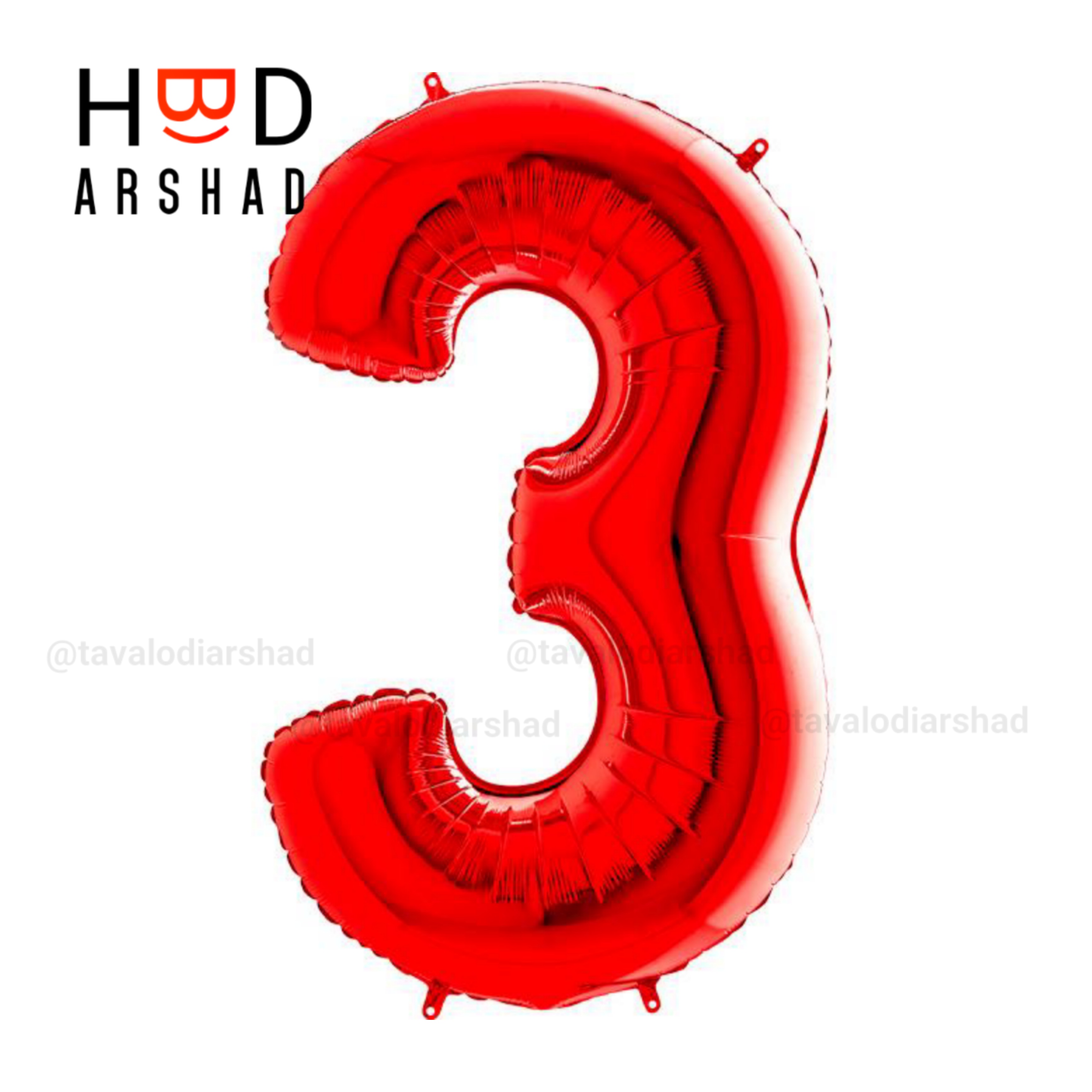 بادکنک فویلی عدد 3 قرمز ۳۲ اینچ